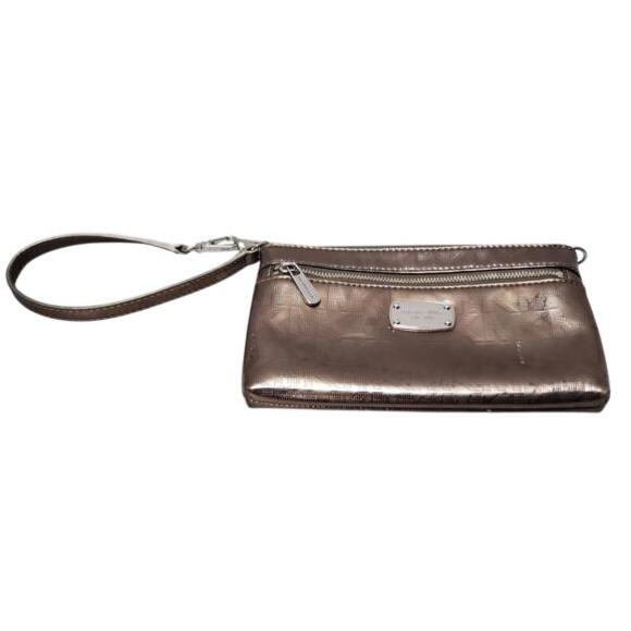 MICHAEL KORS JET SET  MK MIRROR METALLIC  DOUBLE ZIP WRISTLET, WALLET - Picture 1 of 13